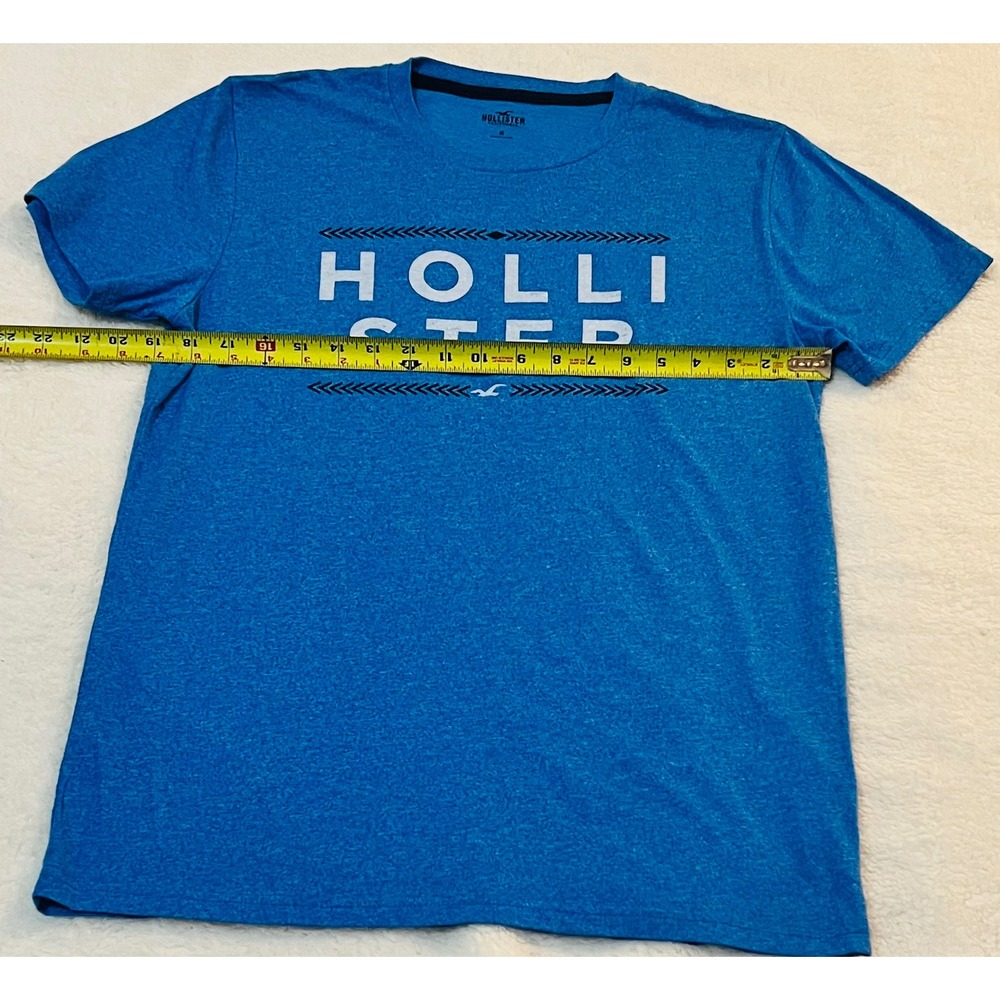Hollister Mens Graphic T-Shirt Blue Heather Logo Short Sleeve Crewneck Medium - Picture 2 of 6